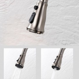 Single-Handle Pull-Down Spout Kitchen Faucet In Brushed Stainless Steel