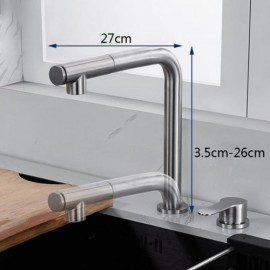 Brushed Stainless Steel Kitchen Faucet Cold Hot Water