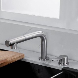 Brushed Stainless Steel Kitchen Faucet Cold Hot Water