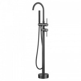 Modern Gray Copper Floor Mounted Bathtub Faucet For Bathroom
