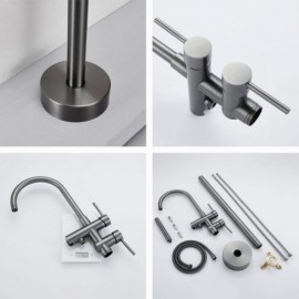 Modern Gray Copper Floor Mounted Bathtub Faucet For Bathroom