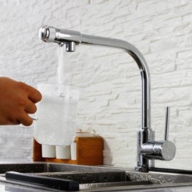 Chrome Finish Copper Kitchen Mixer With Rotating Water Outlet