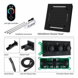 Four-Function Led Concealed Shower System For Bathroom Chrome/Black
