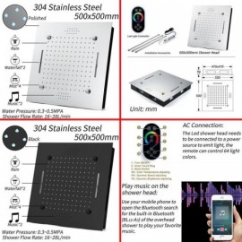 Recessed Led Shower Faucet In Copper Stainless Steel For Bathroom Chrome/Black Version