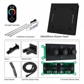 Recessed Led Shower Faucet In Copper Stainless Steel For Bathroom Chrome/Black Version