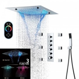 5-Function Thermostatic Led Shower System For Bathroom Chrome/Black