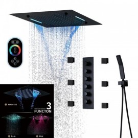 5-Function Thermostatic Led Shower System For Bathroom Chrome/Black