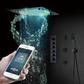 5-Function Thermostatic Led Shower System For Bathroom Chrome/Black