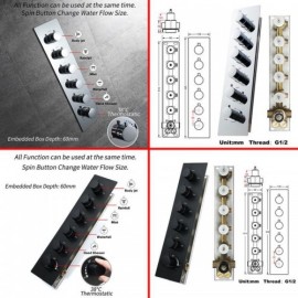 5-Function Thermostatic Led Shower System For Bathroom Chrome/Black