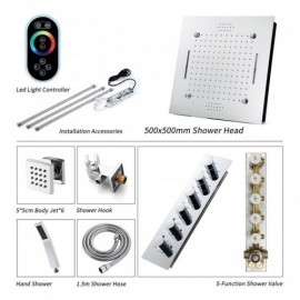 5-Function Thermostatic Led Shower System For Bathroom Chrome/Black