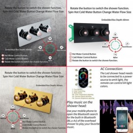 4 Function Led Shower System With Bluetooth Music For Bathroom