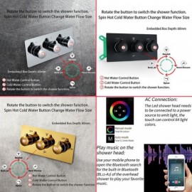 Recessed Led Shower Faucet In Copper Stainless Steel For Bathroom 4 Functions