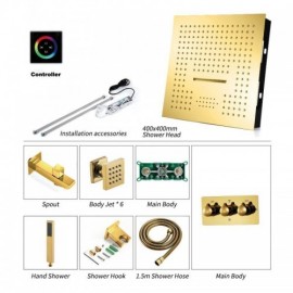 Recessed Led Shower Faucet In Copper Stainless Steel For Bathroom 4 Functions