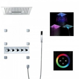 4-Function Recessed Thermostatic Led Shower Faucet For Bathroom Chrome/Black/Gold/Rose Gold