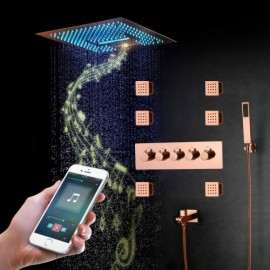 4-Function Recessed Thermostatic Led Shower Faucet For Bathroom Chrome/Black/Gold/Rose Gold