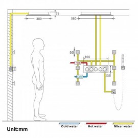 4-Function Thermostatic Recessed Led Shower System For Bathroom Chrome/Black/Gold/Rose Gold