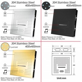 4-Function Thermostatic Recessed Led Shower System For Bathroom Chrome/Black/Gold/Rose Gold