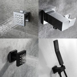 Thermostatic Shower System Infrared Remote Control Led Light For Bathroom Chrome/Black