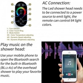 Thermostatic Shower System Infrared Remote Control Led Light Music Bluetooth