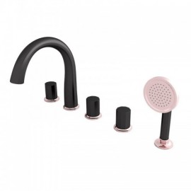 Free-Standing Copper Bathtub Mixer With Hand Shower For Bathroom 3 Models