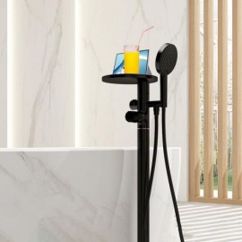 Black/White Copper Floor Bathtub Faucet Abs Hand Shower For Bathroom