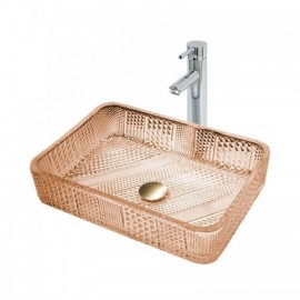 Rectangular Countertop Basin In Transparent Glass For Bathroom 7 Colors