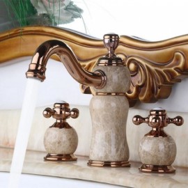 Copper Jade Basin Faucet Double Handle For Bathroom