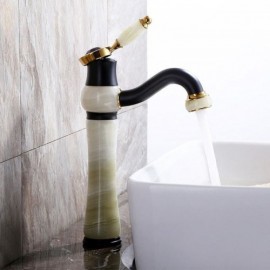 Jade Copper Basin Mixer With Single Handle For Bathroom