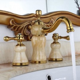 Jade Copper Basin Mixer For Bathroom Double Handle