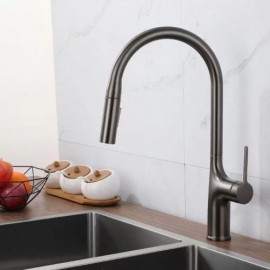Pull-Out Kitchen Faucet In Copper Grey/Black/Chrome