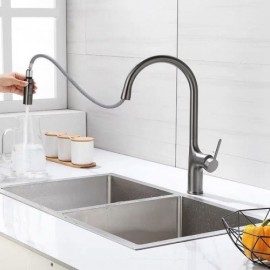 Pull-Out Kitchen Faucet In Copper Grey/Black/Chrome