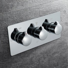 Large Recessed Multifunctional Chrome Led Shower Faucet With Stainless Steel Shower Head