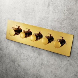 Pvd Gold Recessed Thermostatic Shower Faucet With Led Shower Head