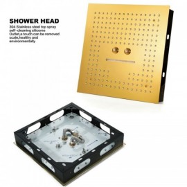 Pvd Gold Recessed Thermostatic Shower Faucet With Led Shower Head
