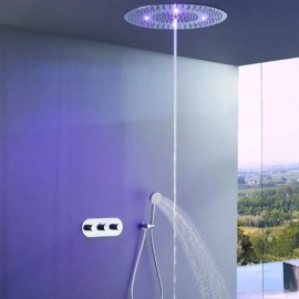 Recessed Thermostatic Led Shower Faucet Copper Body Stainless Steel Shower Head