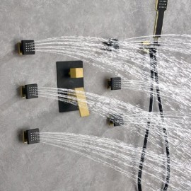 Recessed Copper Shower System With Hand Shower Faucet And 6 Shower Jets