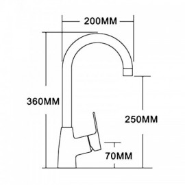 Chrome Copper Kitchen Faucet Single Handle H36Cm For Sink