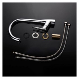 Chrome Copper Kitchen Faucet Single Handle H36Cm For Sink