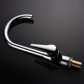 Chrome Copper Kitchen Faucet Single Handle H36Cm For Sink