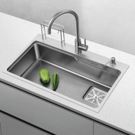Nano Gray Sink In 304 Stainless Steel Single Bowl For Kitchen