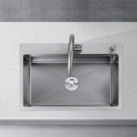 Gray Sink In 304 Stainless Steel Single Bowl With Drain Soap Dispenser Drain Basket