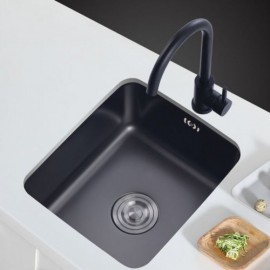 Black Nano Sink In 304 Stainless Steel Single Bowl With Drain For Kitchen