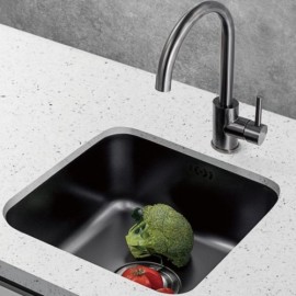 Nano Black 304 Stainless Steel Single Sink For Kitchen Faucet Optional