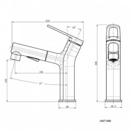 Washbasin Faucet With Pull-Out Copper Spout For Bathroom