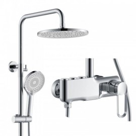 Surface-Mounted Three-Function Shower System With Hand Shower And Faucets For Bathroom