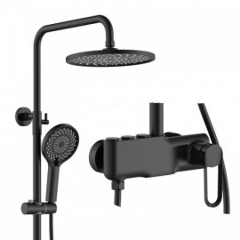 Surface-Mounted Three-Function Shower System With Hand Shower And Faucets For Bathroom