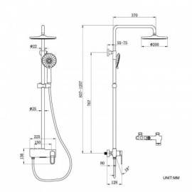 Surface-Mounted Three-Function Shower System With Hand Shower And Faucets For Bathroom