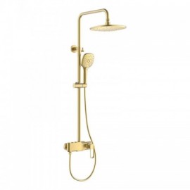 Surface-Mounted Three-Function Shower System With Hand Shower And Faucets For Bathroom