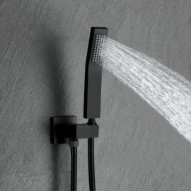 Recessed Black Shower System With Hand Shower Faucet For Bathroom