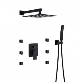 Recessed Black Shower Faucet With 6 Shower Jets For Bathroom